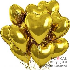 SET DE GLOBOS METALIZADOS CORAZON ORO x 10 UNIDADES